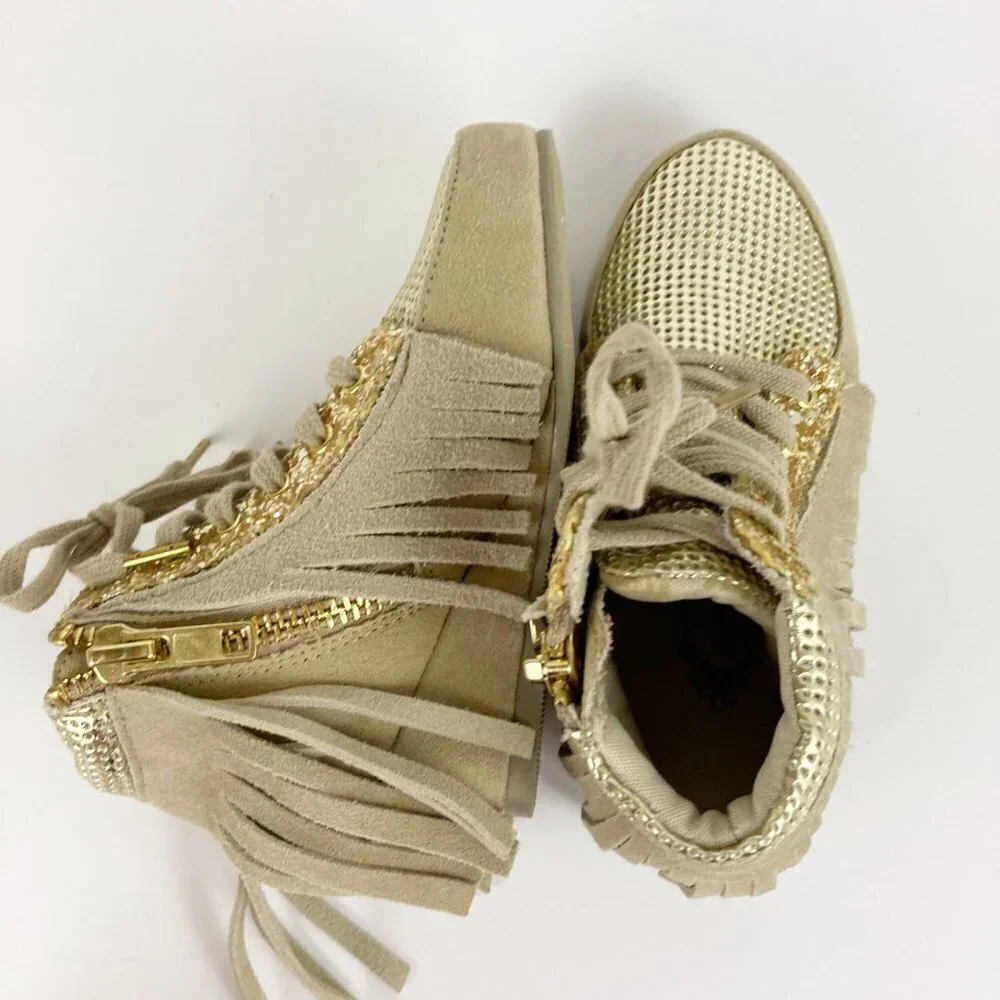 Joyfolie Toddler Felicity Fringe Sneaker Booties Sz 8